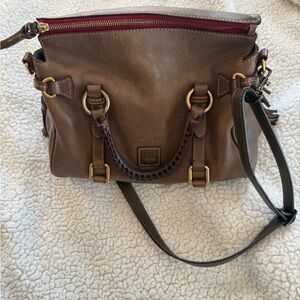 Dooney & Bourke Brown Leather Shoulder Bag with Gold Accents